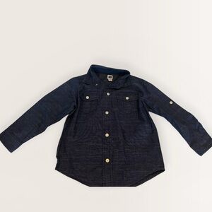 Janie and Jack Navy Micro-Striped Button-Up Shirt
